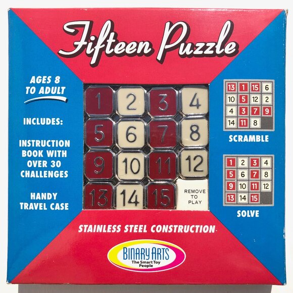 vintage Fifteen Puzzle Stainless Steel Handy Case Instruction Book 019275049003 - Picture 1 of 10